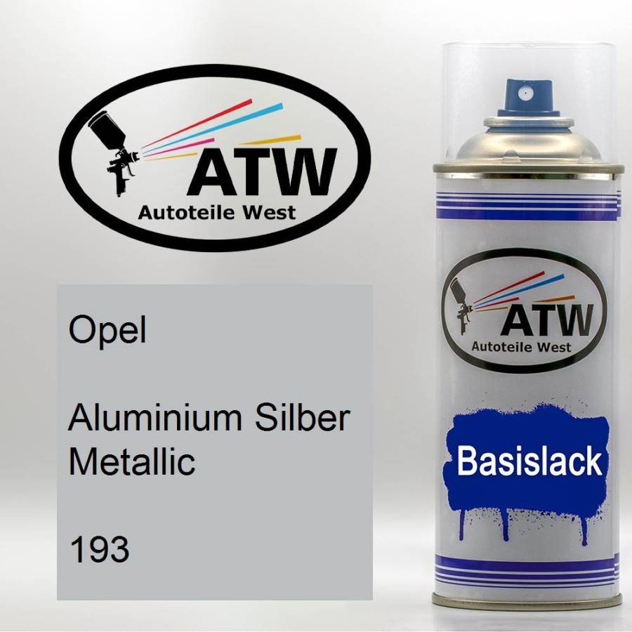 Opel, Aluminium Silber Metallic, 193: 400ml Sprühdose, von ATW Autoteile West.